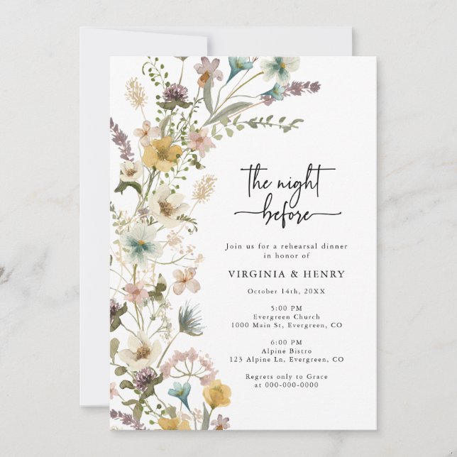 Floral Rehearsal Dinner Invitation (Front)