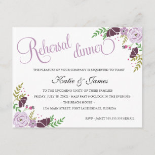Floral Rehearsal Dinner Invitation Purple