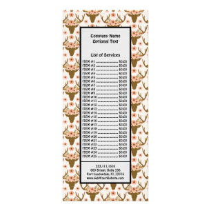 Floral Reindeer Antler Head Boho Rustic Pink Rack Card
