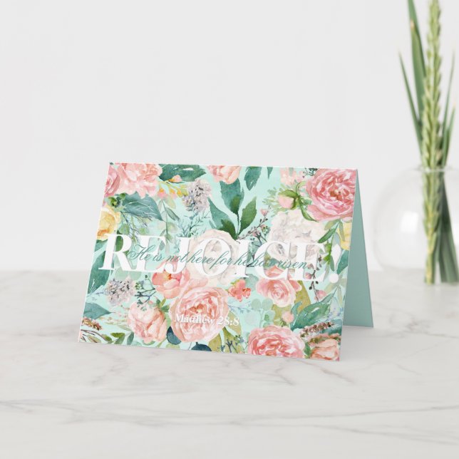 Floral REJOICE! Easter Card (Front)
