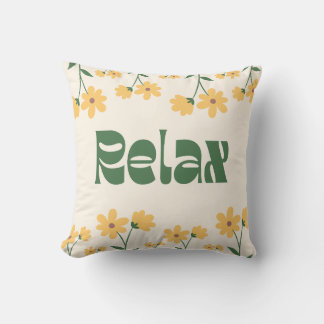 Floral Relax Throw Pillow – Inspirational Quote
