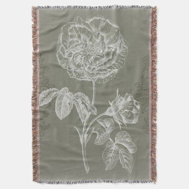 Floral Relief I Throw Blanket (Front Vertical)