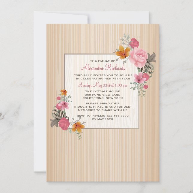 Floral Remembrance Invitation (Front)