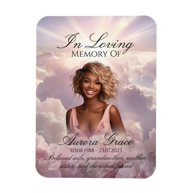 Floral Remembrance Memorial Photo Magnet - FLR001 (Vertical)