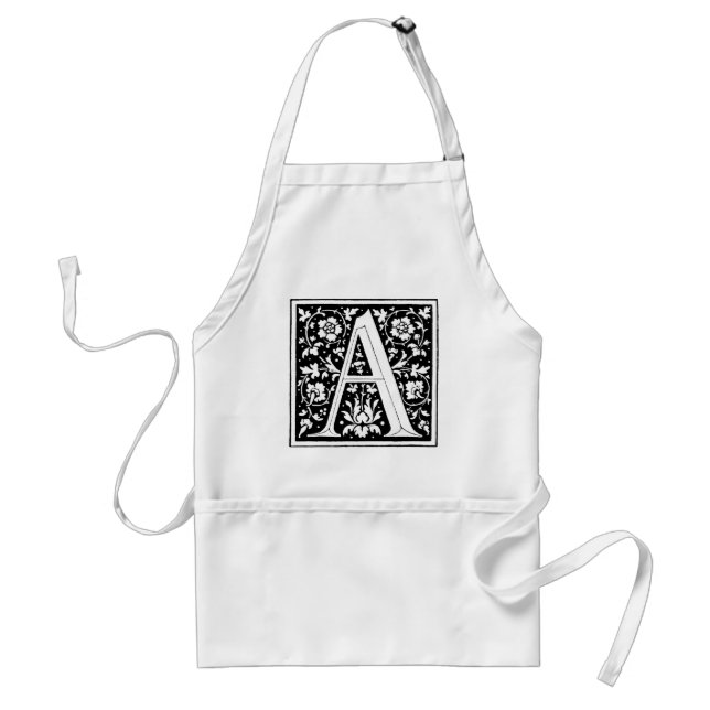 Floral Renaissance Alphabet Letter A Standard Apron (Front)