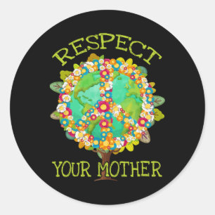 Floral Respect Your Mother Planet Earth Day Enviro Classic Round Sticker