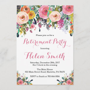 Floral Retirement Party Invitation Card