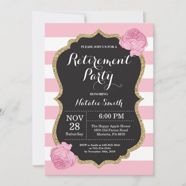 Floral Retirement Party Invitation Card (Front)
