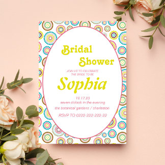 floral retro70S groovy hippie BRIDAL SHOWER  Invitation