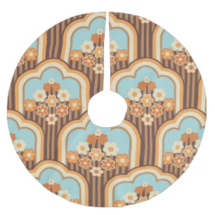 Floral Retro: 70s Wallpaper Revival Brushed Polyester Tree Skirt