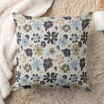 Floral Retro Blue Tan Pattern