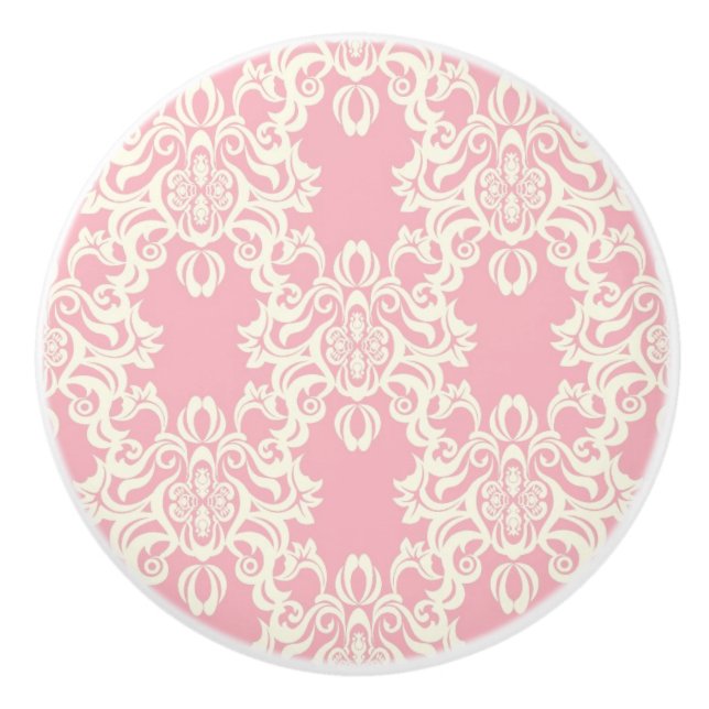 Floral retro damask ceramic knob (Front)