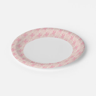 Floral retro damask paper plate