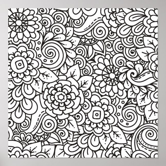 Floral Retro Doodle 2 Poster (Front)