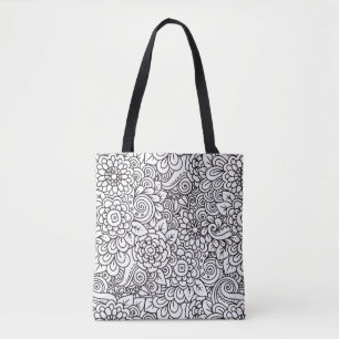 Floral Retro Doodle 2 Tote Bag