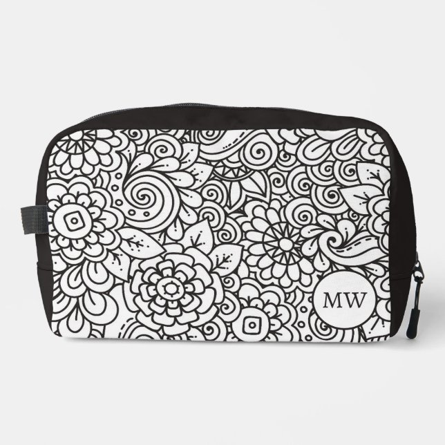Floral Retro Doodle Dopp Kit (Front)
