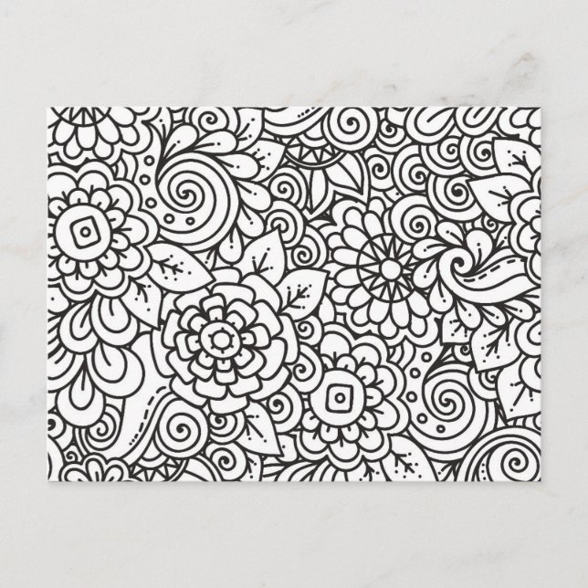 Floral Retro Doodle Postcard (Front)