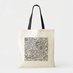 Floral Retro Doodle Tote Bag