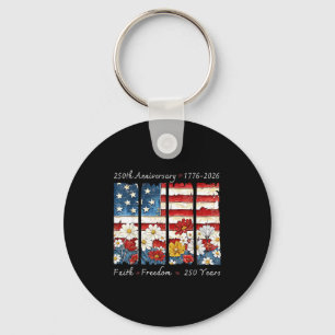 Floral retro faith freedom 250 years christian key ring