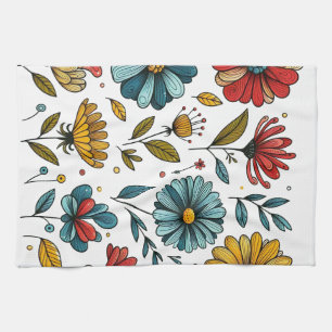 Floral  Retro Folk Art Apron Tea Towel