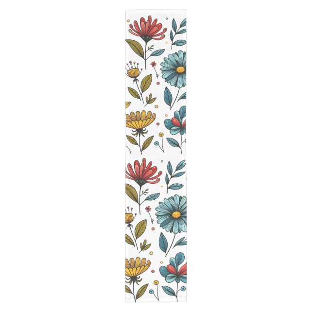 Floral Retro Folk Art Short Table Runner (Front)