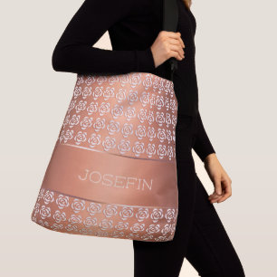 floral retro gradient  pattern. Name. Crossbody Bag
