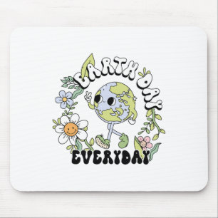 Floral Retro Groovy Earth Day Everyday Mouse Pad
