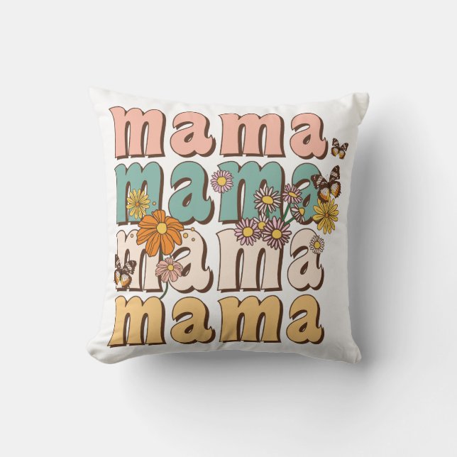 Floral Retro Mama Cushion (Front)