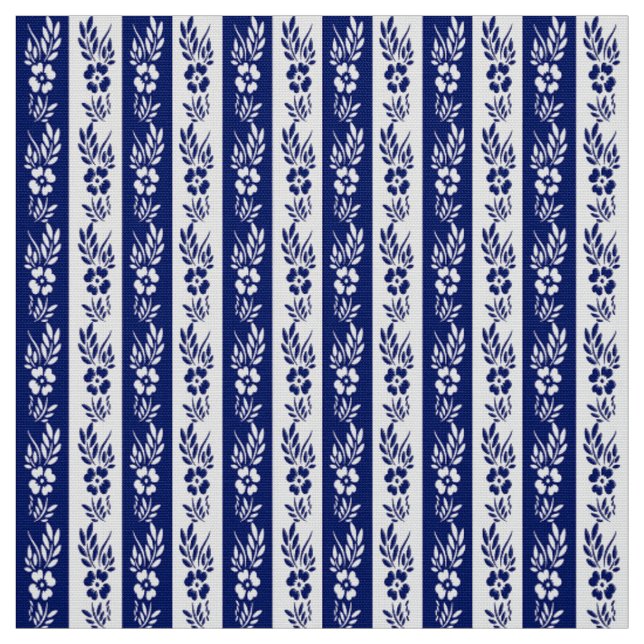 Floral retro navy pattern fabric (Swatch)