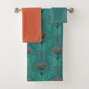 Floral retro pattern in art deco style. bath towel set
