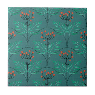 Floral retro pattern in art deco style. ceramic tile