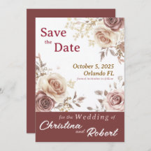 Floral Retro Rose Save the Date Wedding Invitation