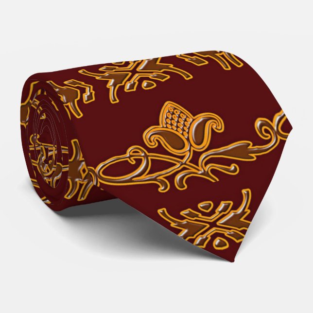 Floral Retro  Royal Pattern Tie (Rolled)