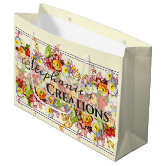 Floral Retro Spring Flowers Primrose Professional Large Gift Bag