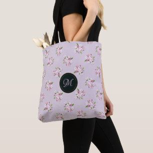 Floral retro spring pattern. Monogram. Tote Bag