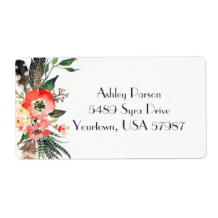 Floral return address label