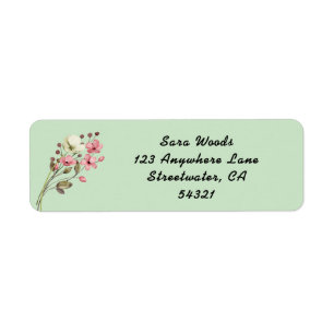 Floral Return Address Label, written text  Label