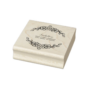 Floral Return Address Rubber Stamp