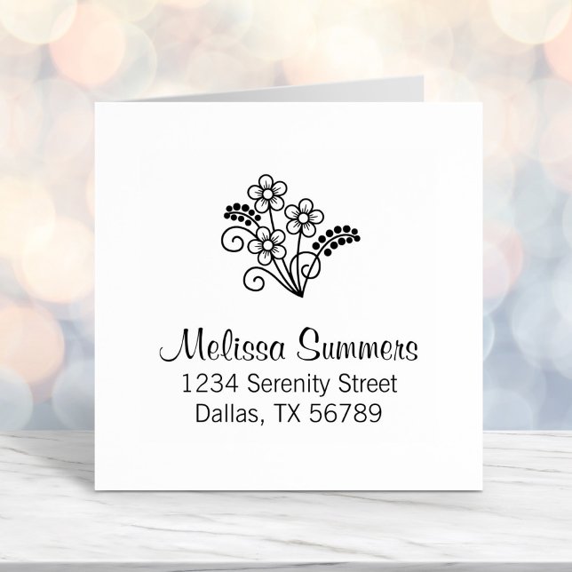 Floral Return Address Self-inking Stamp (Creator Uploaded)