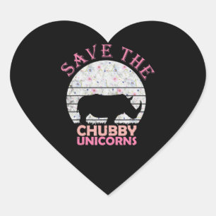 Floral Rhino Gift Girls Women - Save Chubby Unic Heart Sticker