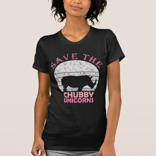 Floral Rhino Gift  Girls Women - Save  Chubby Unic T-Shirt (Front)