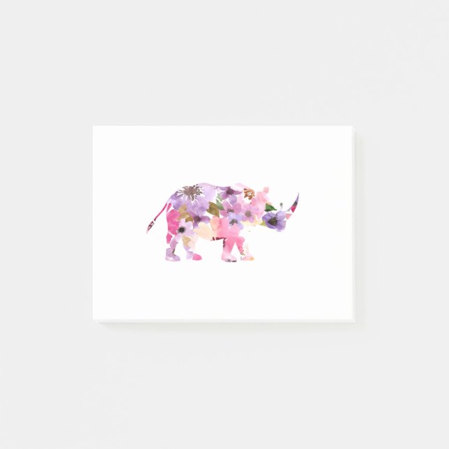Floral Rhino Post-it Notes (Front)
