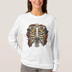 Floral Rib Cage Halloween Spooky T-Shirt