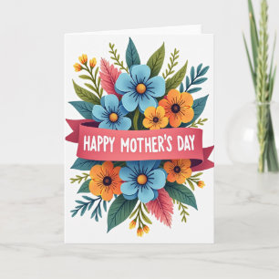 Floral Ribbon Banner Card