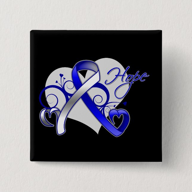 Floral Ribbon Hope - ALS Disease 15 Cm Square Badge (Front)