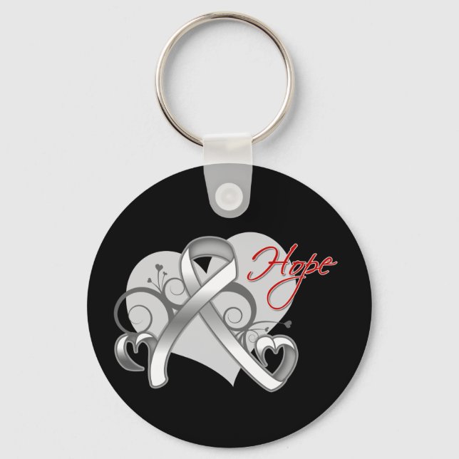 Floral Ribbon Hope - Lung Cancer Key Ring (Front)