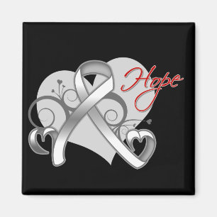 Floral Ribbon Hope - Lung Cancer Magnet
