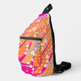 Floral Ribbon Kimono Pattern Sling Bag