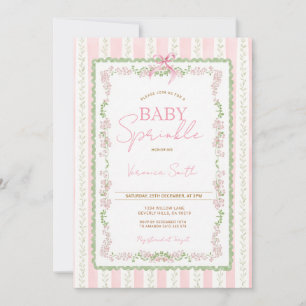 Floral Ribbon Pink Baby Sprinkle Invitation
