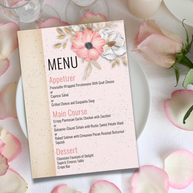 Floral Ribbon Wedding Suite 4.5" x 6.25" Menu (Creator Uploaded)